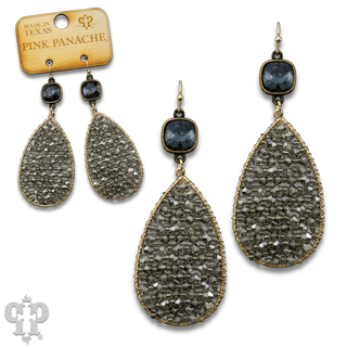Woven bead teardrop earring with Austrian crystal - Boutique Bella BellaEarrings