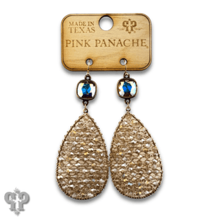 Woven bead teardrop earring with Austrian crystal - Boutique Bella BellaEarrings
