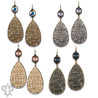 Woven bead teardrop earring with Austrian crystal - Boutique Bella BellaEarrings