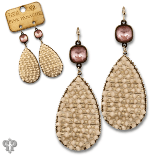 Woven bead teardrop earring with Austrian crystal - Boutique Bella BellaEarrings