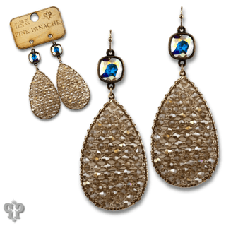 Woven bead teardrop earring with Austrian crystal - Boutique Bella BellaEarrings