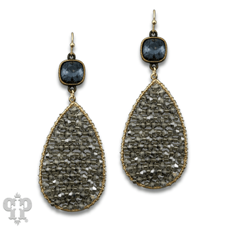 Woven bead teardrop earring with Austrian crystal - Boutique Bella BellaEarrings