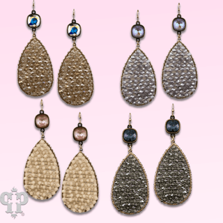 Woven bead teardrop earring with Austrian crystal - Boutique Bella BellaEarrings