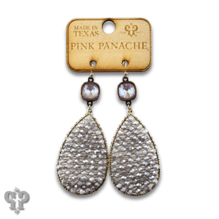 Woven bead teardrop earring with Austrian crystal - Boutique Bella BellaEarrings