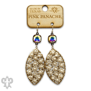 Woven flower bead diamond shape earring - Boutique Bella BellaEarrings