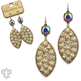 Woven flower bead diamond shape earring - Boutique Bella BellaEarrings