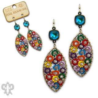 Woven flower bead diamond shape earring - Boutique Bella BellaEarrings