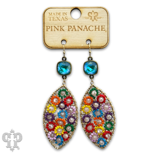 Woven flower bead diamond shape earring - Boutique Bella BellaEarrings