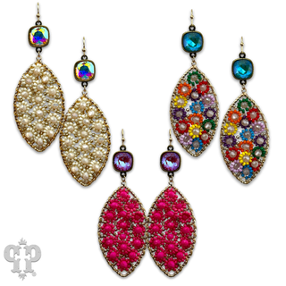 Woven flower bead diamond shape earring - Boutique Bella BellaEarrings