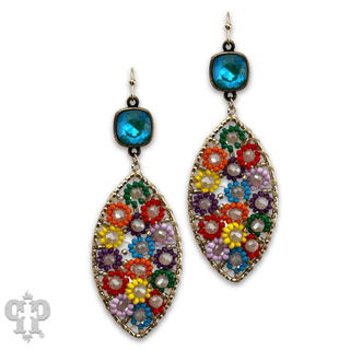 Woven flower bead diamond shape earring - Boutique Bella BellaEarrings