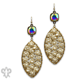 Woven flower bead diamond shape earring - Boutique Bella BellaEarrings