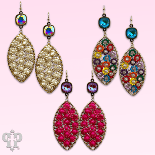 Woven flower bead diamond shape earring - Boutique Bella BellaEarrings
