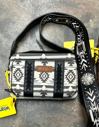 Wrangler Aztec Printed Crossbody Purse With Wallet Compartment - Boutique Bella Bellabag