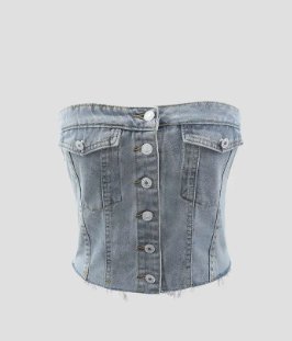 Wrapped Denim Corset Top Vest - Boutique Bella BellaTops