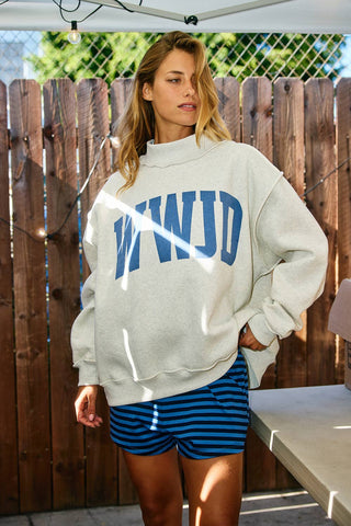 WWJD & AMEN Reversible Mock Neck Sweatshirt - Boutique Bella BellaSweatshirt