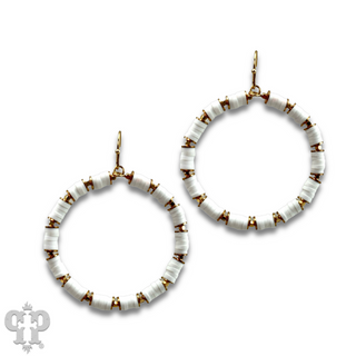 White rubber bead circle earring, last call