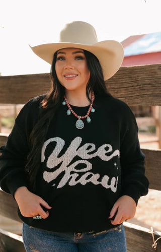 Yeehaw Black Sweater - Boutique Bella Bellasweater