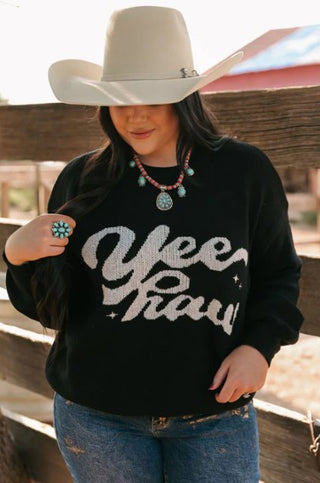 Yeehaw Black Sweater - Boutique Bella Bellasweater