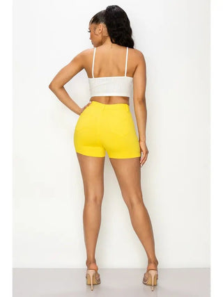 Yellow High Rise Shorts - Boutique Bella BellaShorts