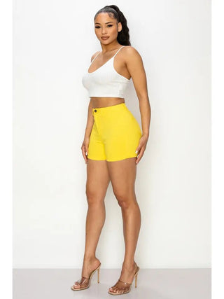 Yellow High Rise Shorts - Boutique Bella BellaShorts