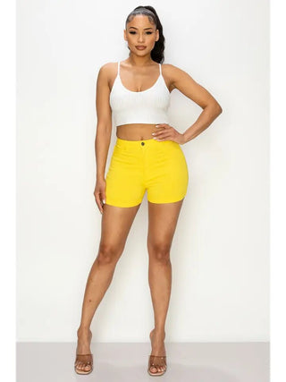 Yellow High Rise Shorts - Boutique Bella BellaShorts