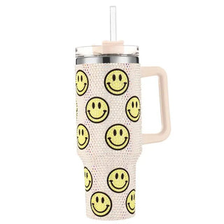 Yellow Smiley Bling Tumbler - 40oz - Boutique Bella BellaTumbler