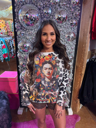 Yolly Italy Frida’s Wild Garden Printed Sweater - Boutique Bella BellaSweater