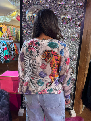 Yolly Italy Tiger Bloom Printed Top - Boutique Bella BellaSweater