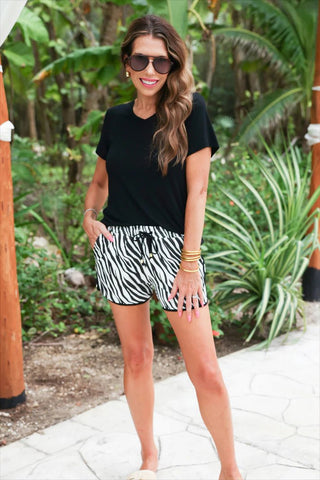 Zebra Essence Everyday Shorts - Boutique Bella Bellashorts