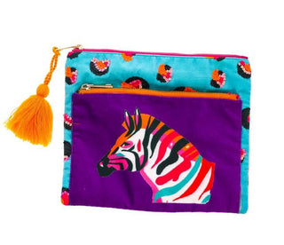 Zebra & Leopard Dual Zipper Pouch - Boutique Bella Bellazipper pouch