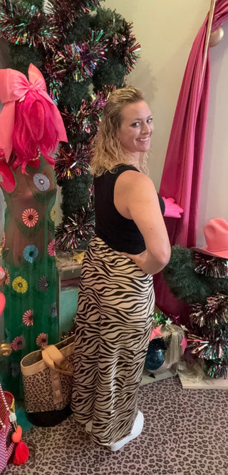 Zebra Satin Skirt - Boutique Bella BellaSkirt
