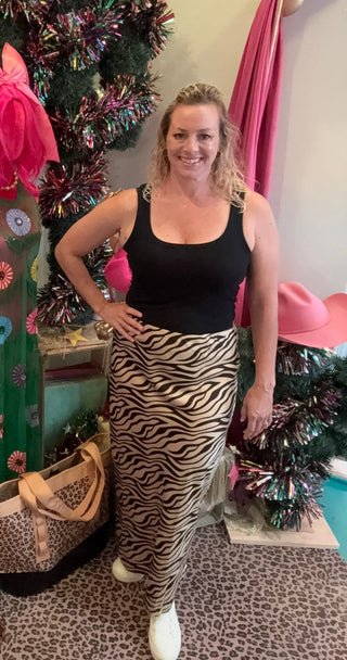 Zebra Satin Skirt - Boutique Bella BellaSkirt