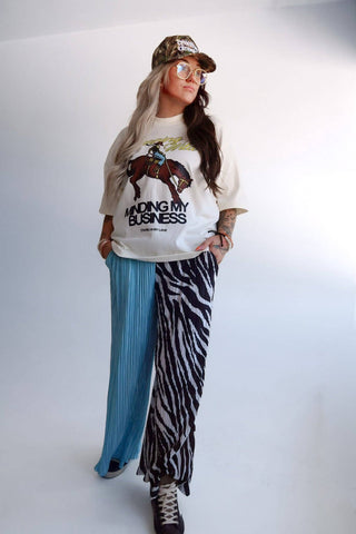 Zebra Split Plissé Pants - Boutique Bella BellaPants